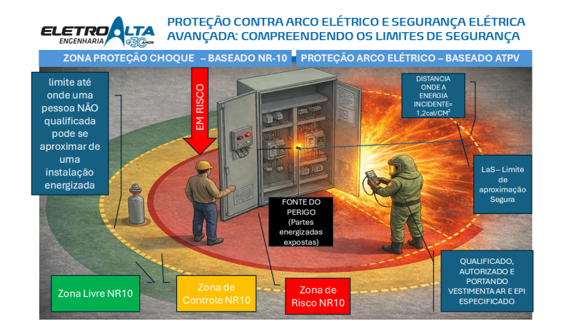Estudo de energia incidente e distancia limite de segurança conforme NR-10 e NBR 17227