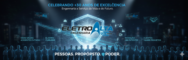 Banner institucional da EletroAlta Engenharia – NR10, SPDA e estudos elétricos